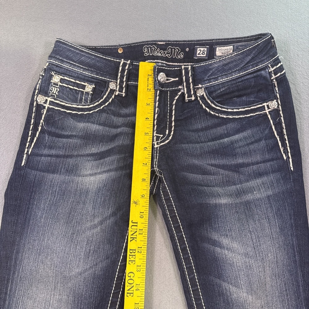 Miss Me Women Jeans WOMENS 28x34 Boot Cut Embroidered Stretch THICK STITCH - Picture 6 of 10